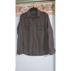 Paper Denim & Cloth Large Military Green Button Down Casual Biker Occasion Shirt